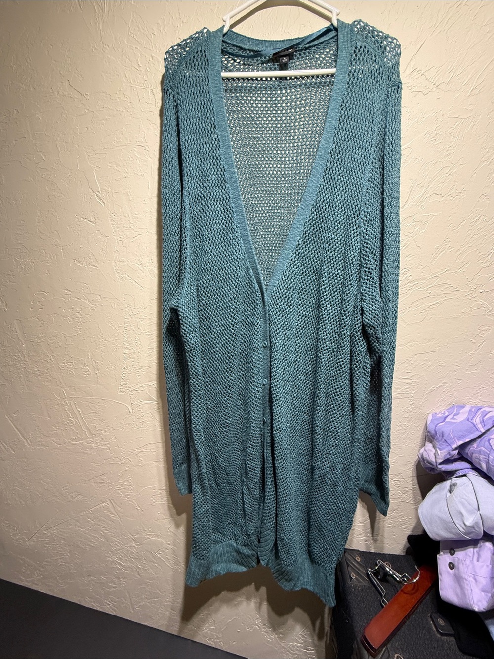 torrid Teal Open-Knit Long Cardigan